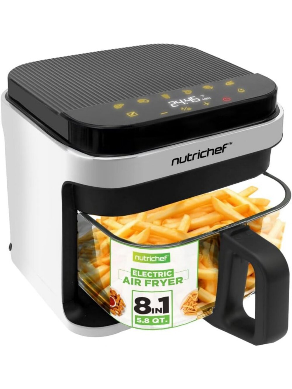5.8QT Air Fryer with 8-in-1 Cooking Modes | Transparent Fry Bowl | Precise Temp